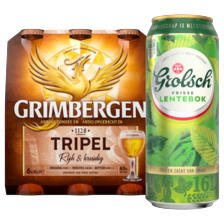 Grolsch kanon, lentebok, weizen of Grimbergen 